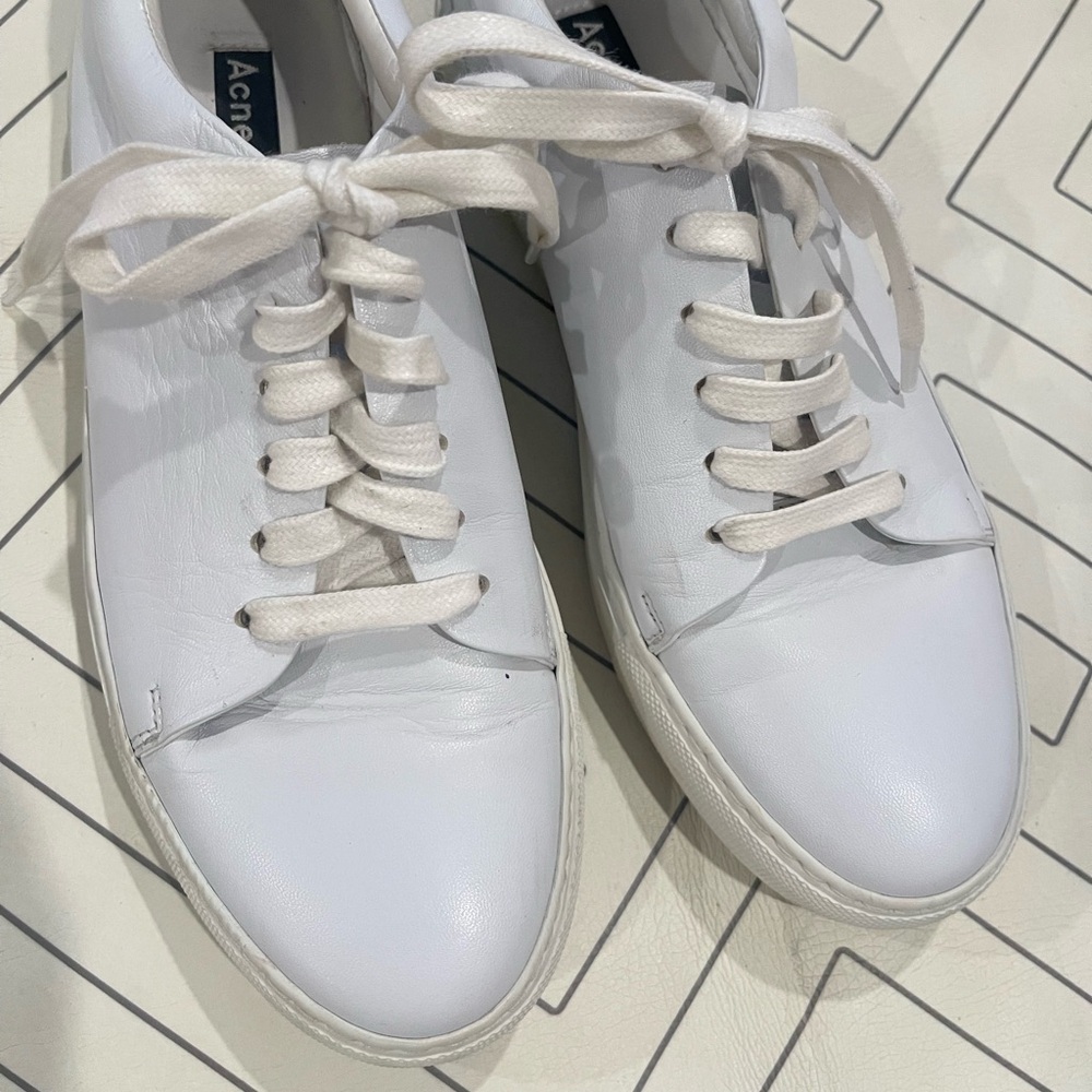 Acne Studios White Leather Sneakers - Picture 4 of 14